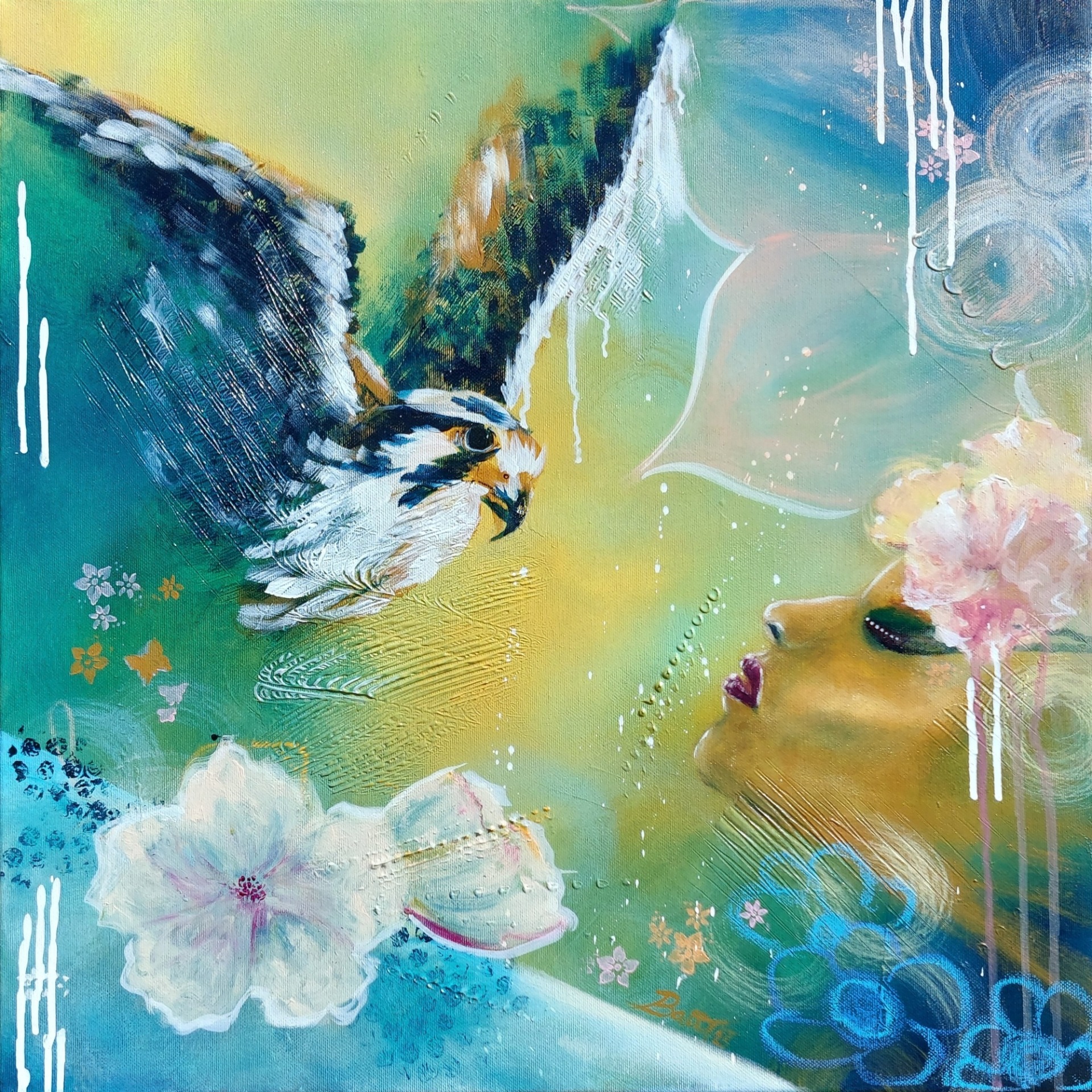 Odlétám v sobě, 50x50cm, akryl